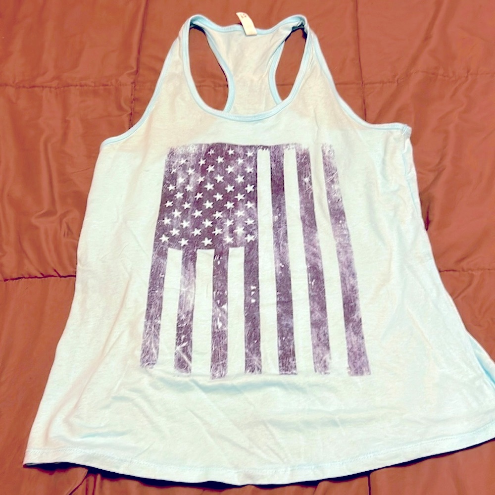 Baby blue Women’s Patriotic tank top sz x-large